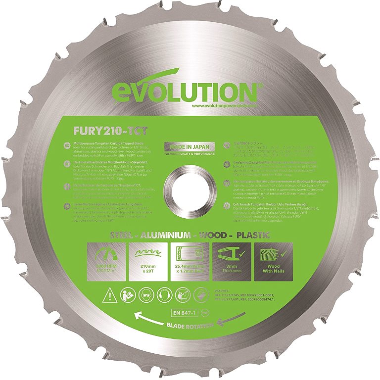 EVOLUTION 1500W SLIDING MITRE SAW - FURY 3-S