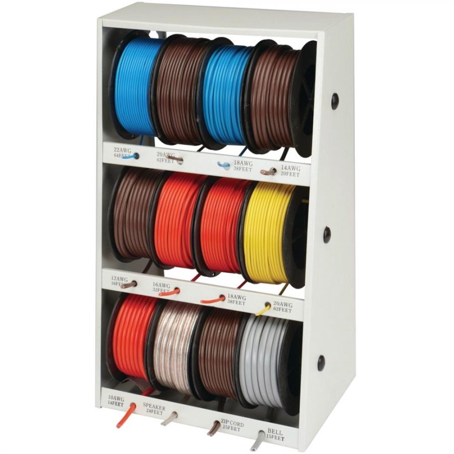 GRIP ON TOOLS 12 SPOOL AUTOMOTIVE WIRE ASSORTMENT WITH STEEL RACK - 43111